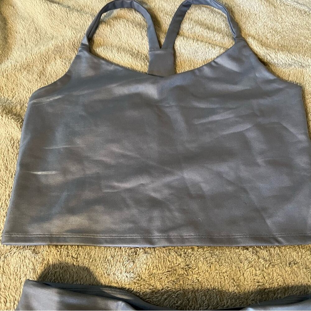 Abercrombie & Fitch Metallic Crop Top and Bike Shorts Set Athleisure Size Medium - Picture 5 of 9